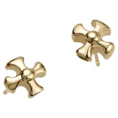 Charmed by a Cause Maltese Cross Studs Yellow Gold