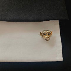 Charmed by a Cause Monkey Animal Cufflinks Yellow Gold