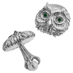Charmed by a Cause Owl Animal Cufflinks Sterling Silver