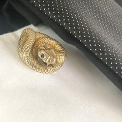 Charmed by a Cause Rattle Snake Reptile Cufflinks Yellow Gold