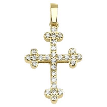 0.12ct Dainty Diamond Celtic Cross Necklace For Sale