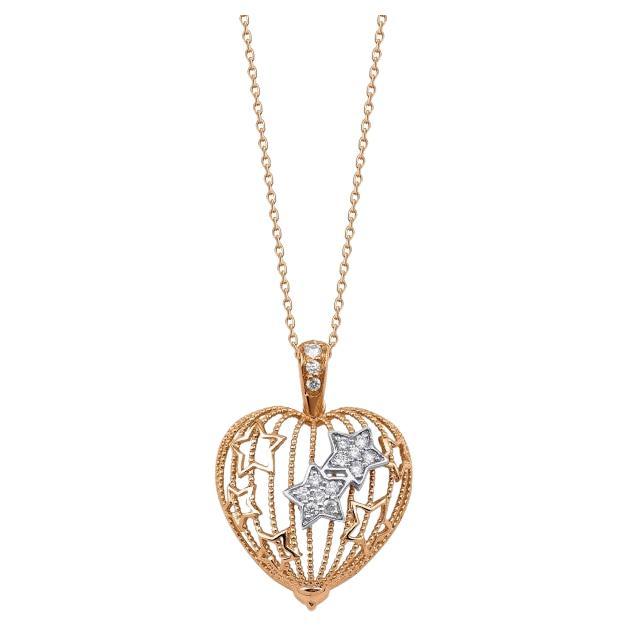 0.28ct Star of my Heart Diamond And Solid 18kt Gold Necklace For Sale