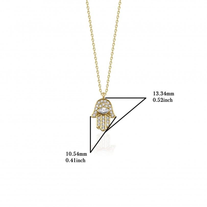 0.33ct Hamsa Diamond And Solid Gold Necklace For Sale 4