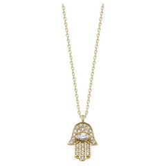 0,33ct Hamsa Diamant und massivem Gold Halskette