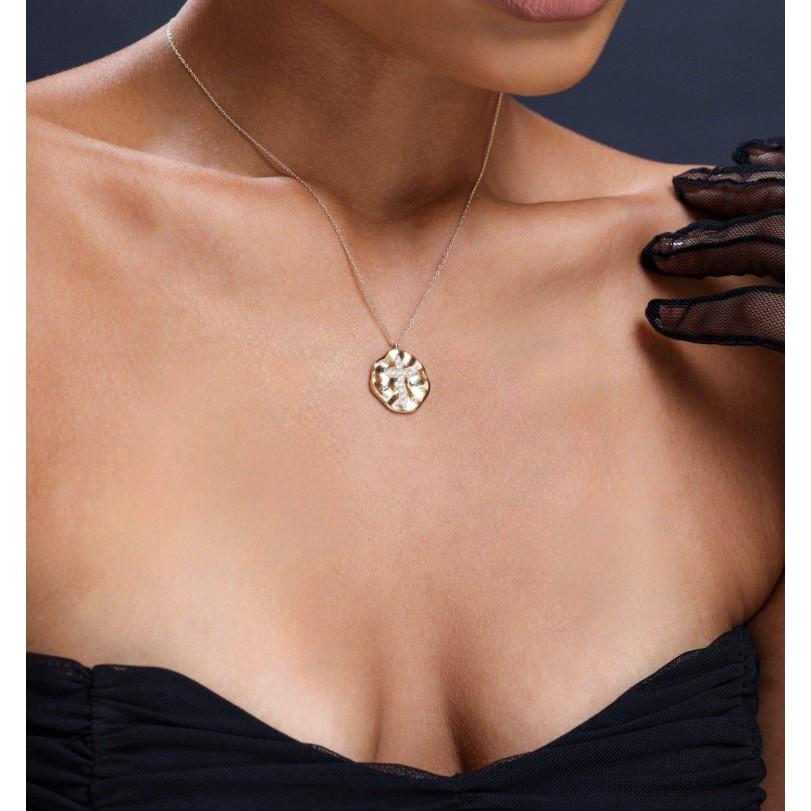 0,35ct Diamant Antike Kreuz Massiv 18kt Gold Halskette Damen im Angebot