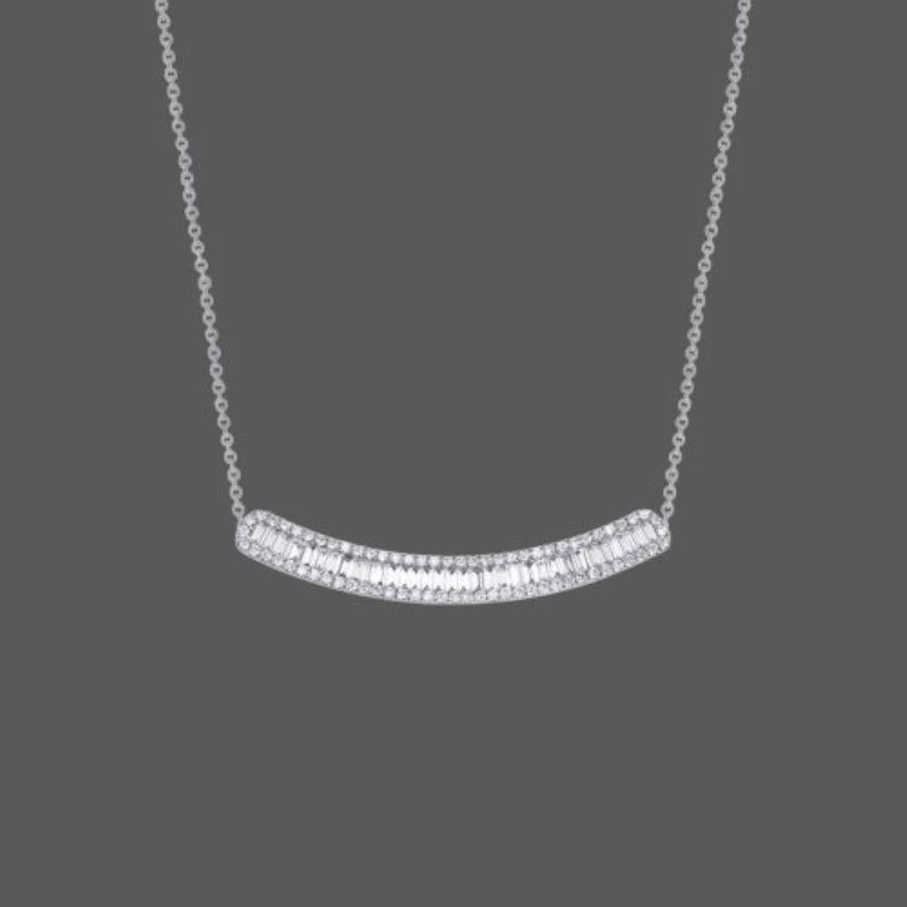 Modern 1.20ct Baguette Diamond Line Necklace For Sale