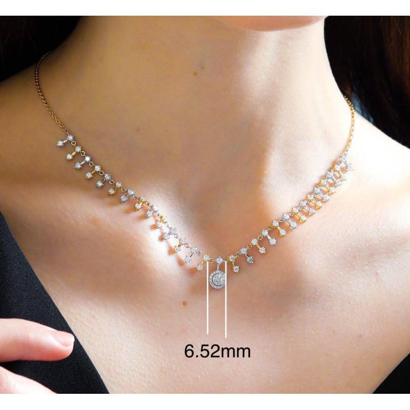 Round Cut 2.75ct Diamond Chain Necklace - Tone For Sale