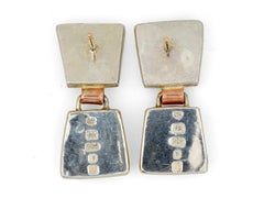 Earrings in 22 Karat Yellow Gold and Silver with Mother-of-Pearl