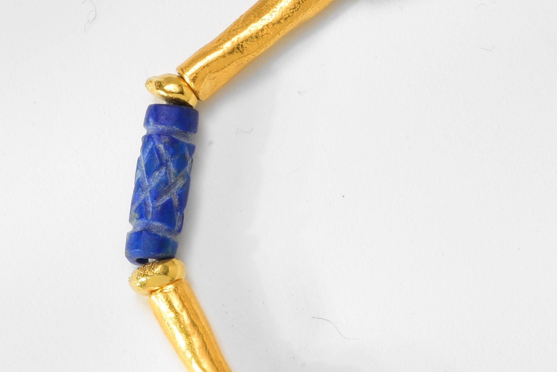 Bead Lapis Lazuli and Gold Vermeil Necklace
