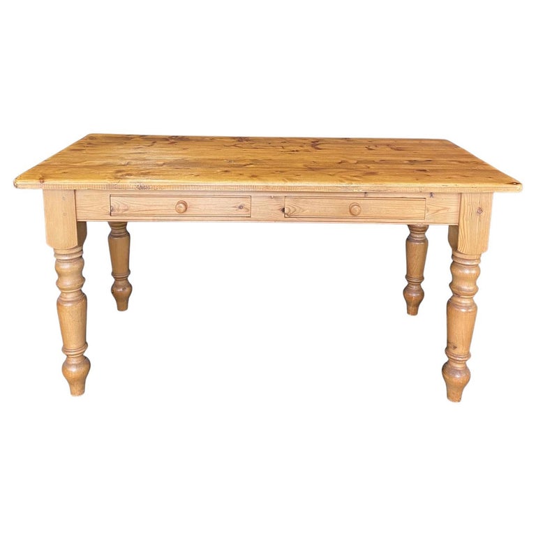 Charmig Antique British Country Pine Farmhouse Style Console Table or