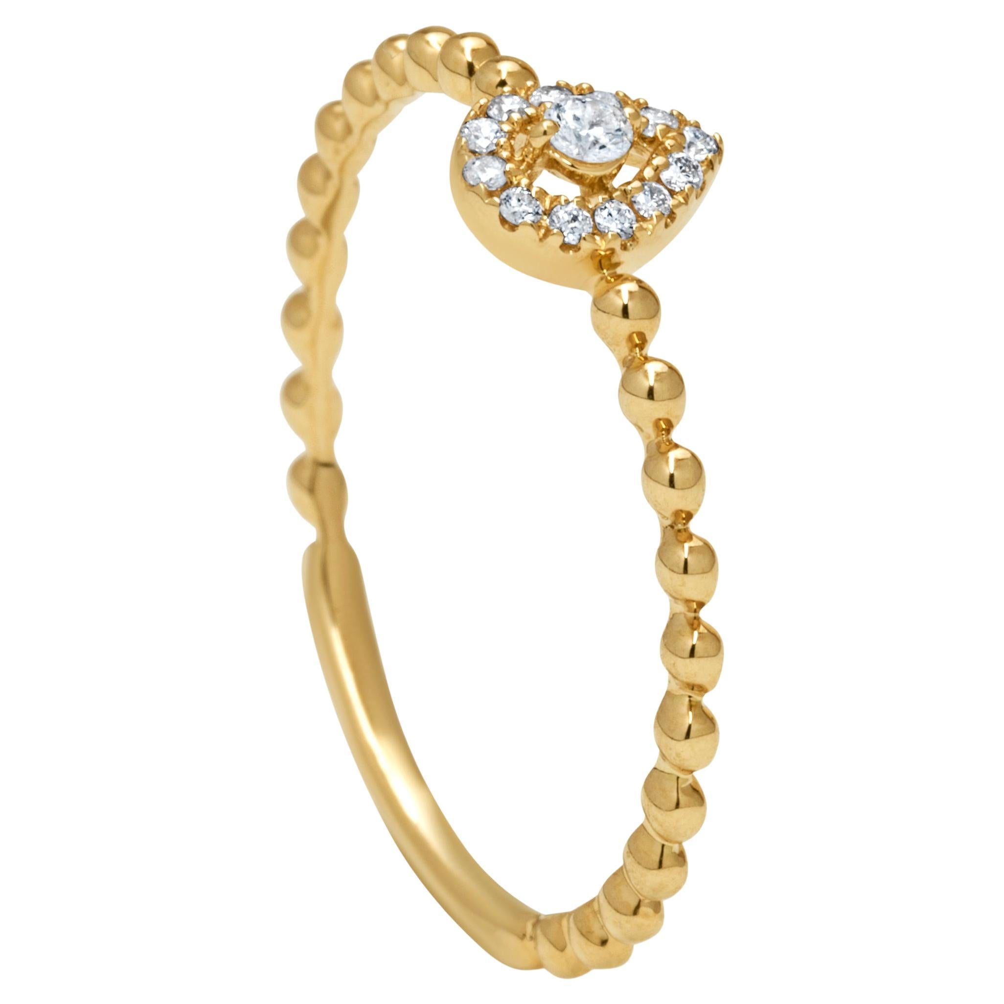Charming 0.07 Carat F-G, SI Round Diamond Ring in 14k Yellow Gold