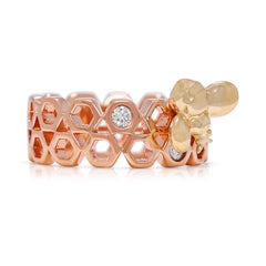 Charmanter 0,12ct natürlicher Diamant Dreifach Stein Ring in 14K Rose Gold