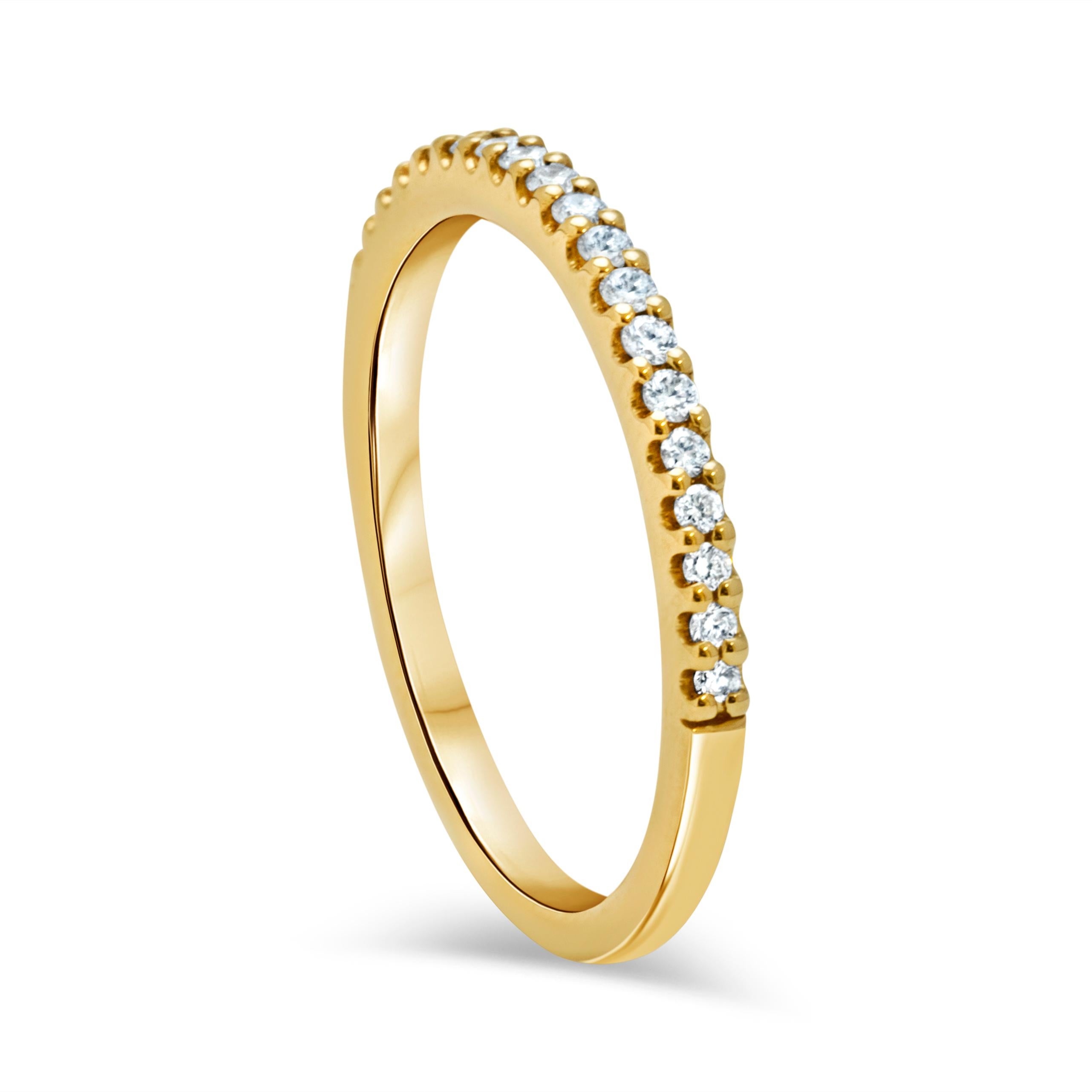 Charming 0.18 Carat F-G, SI Round Diamond Ring in 14k Yellow Gold