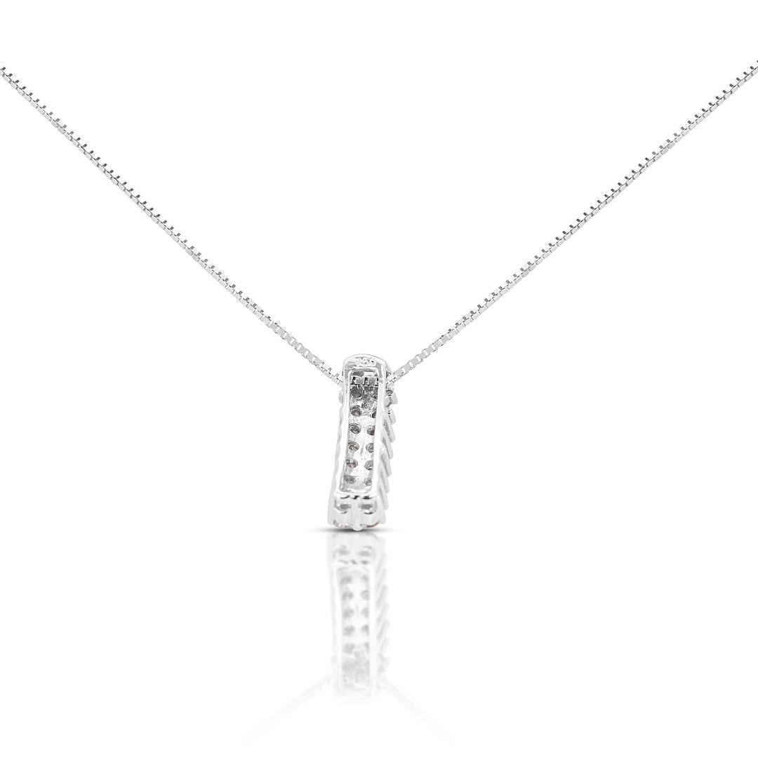 Charming 0.18ct Diamond Necklace in 18K White Gold- (Chain not included) For Sale 1