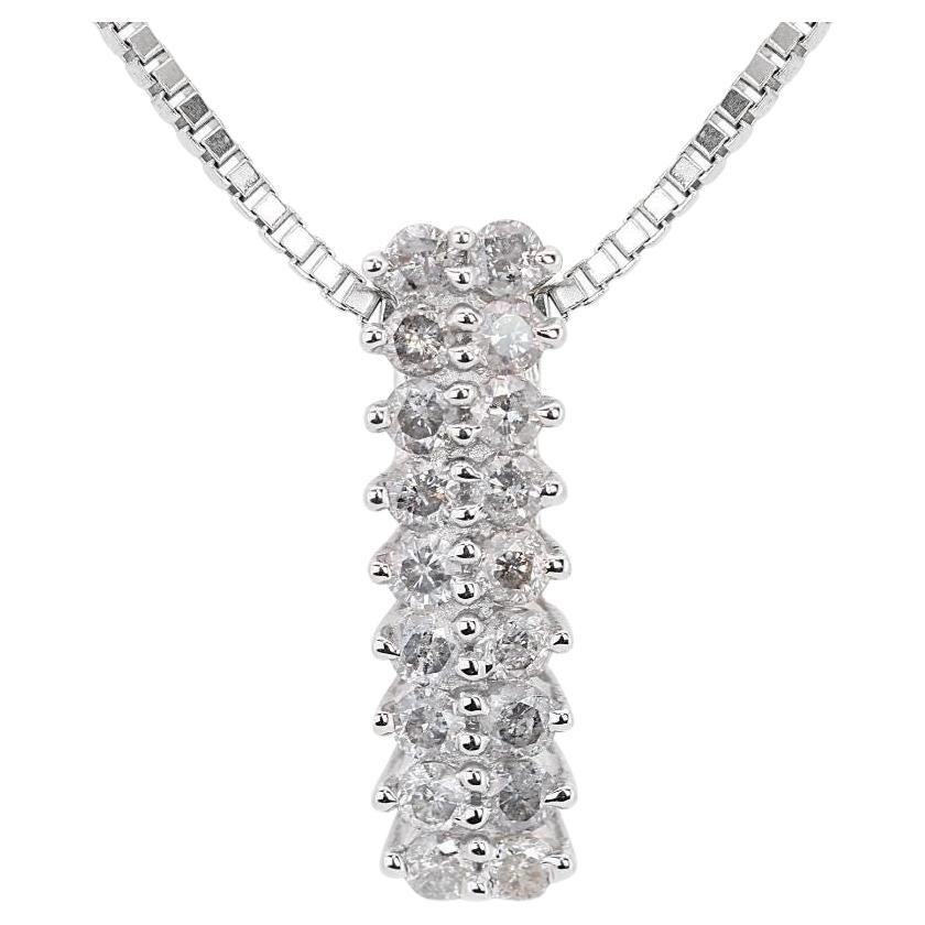 Charmant collier de diamants de 0,18 carat en or blanc 18 carats - (chaîne non incluse) en vente