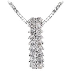 Charmant collier de diamants de 0,18 carat en or blanc 18 carats - (chaîne non incluse)