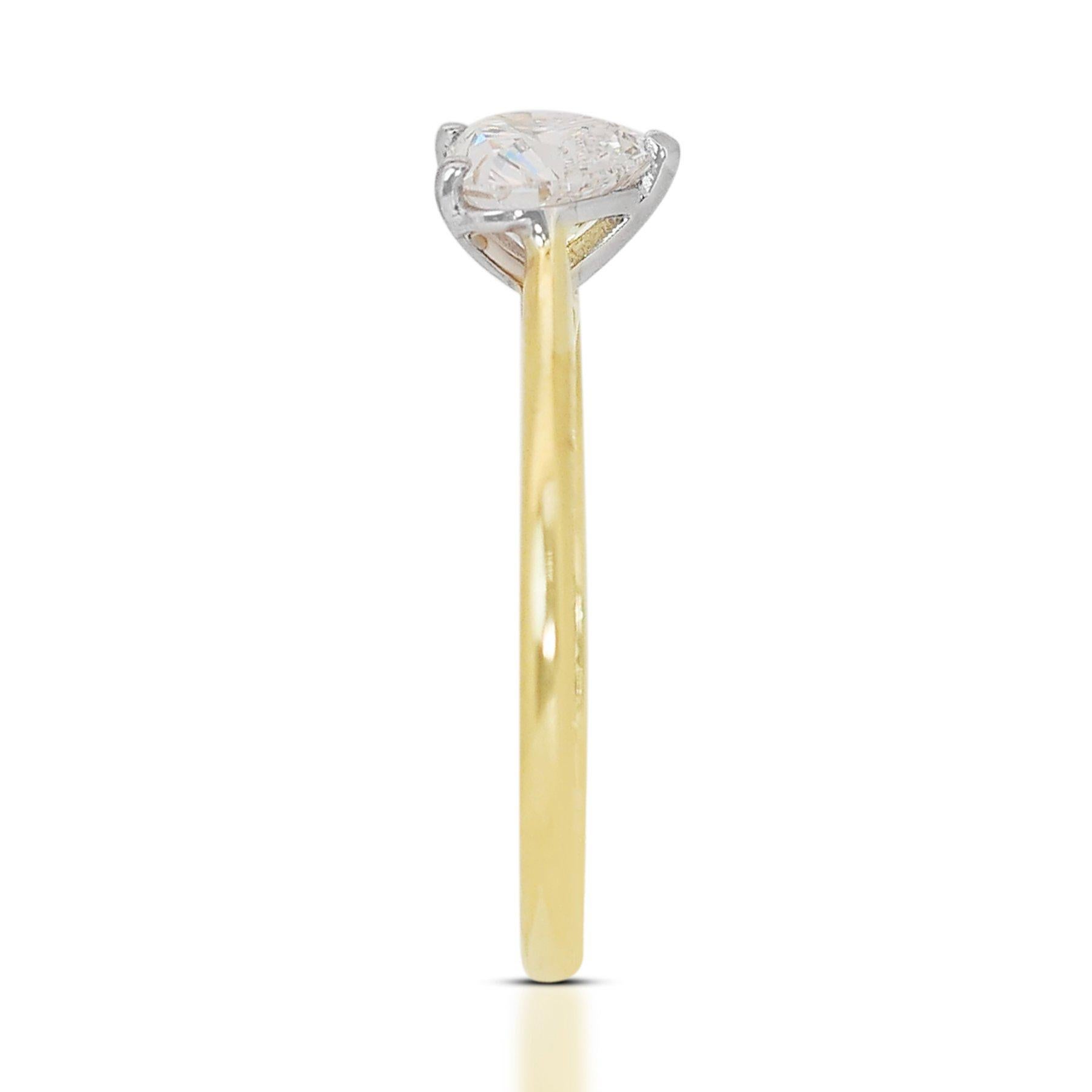 Charmante bague solitaire en or jaune 18 carats avec diamant en forme de cœur de 0,75 ct - GIA  Pour femmes en vente