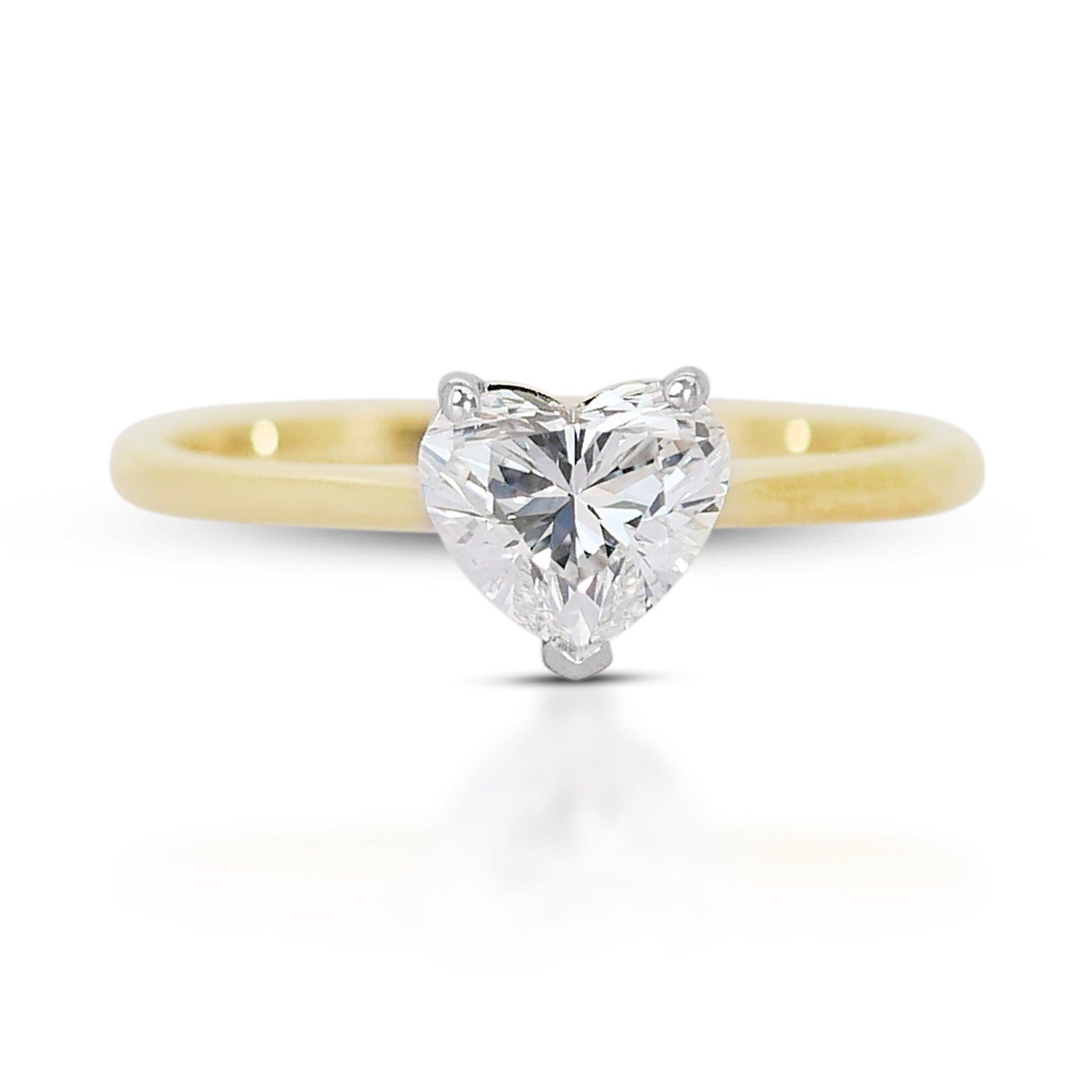 Charming 0.75 ct Heart-Shaped Diamond Solitaire Ring in 18k Yellow Gold – GIA  3