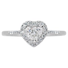 Charming 0.75ct Diamonds Halo Ring in 18k White Gold - IGI Certified