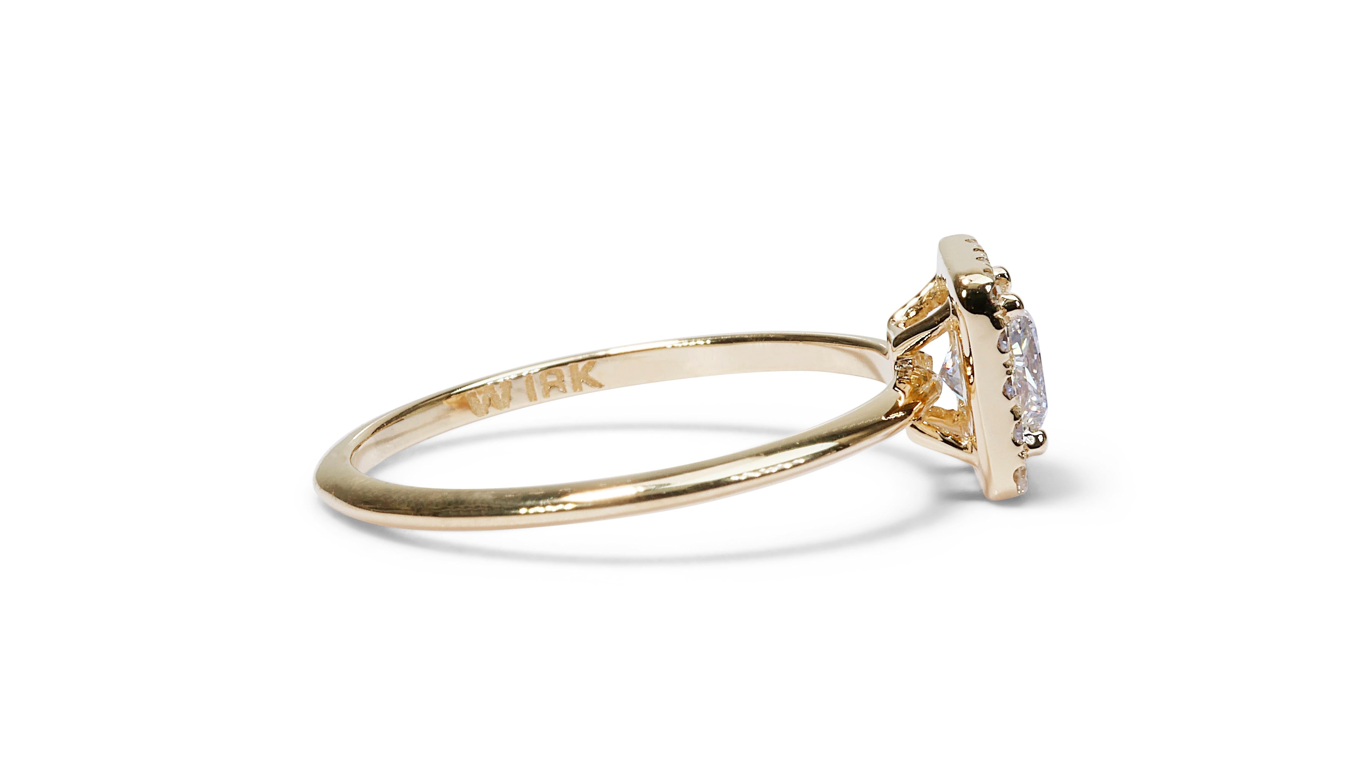 Charmante bague halo de diamants taille carrée de 0,90 carat en or jaune 18 carats, certifiée GIA en vente 2