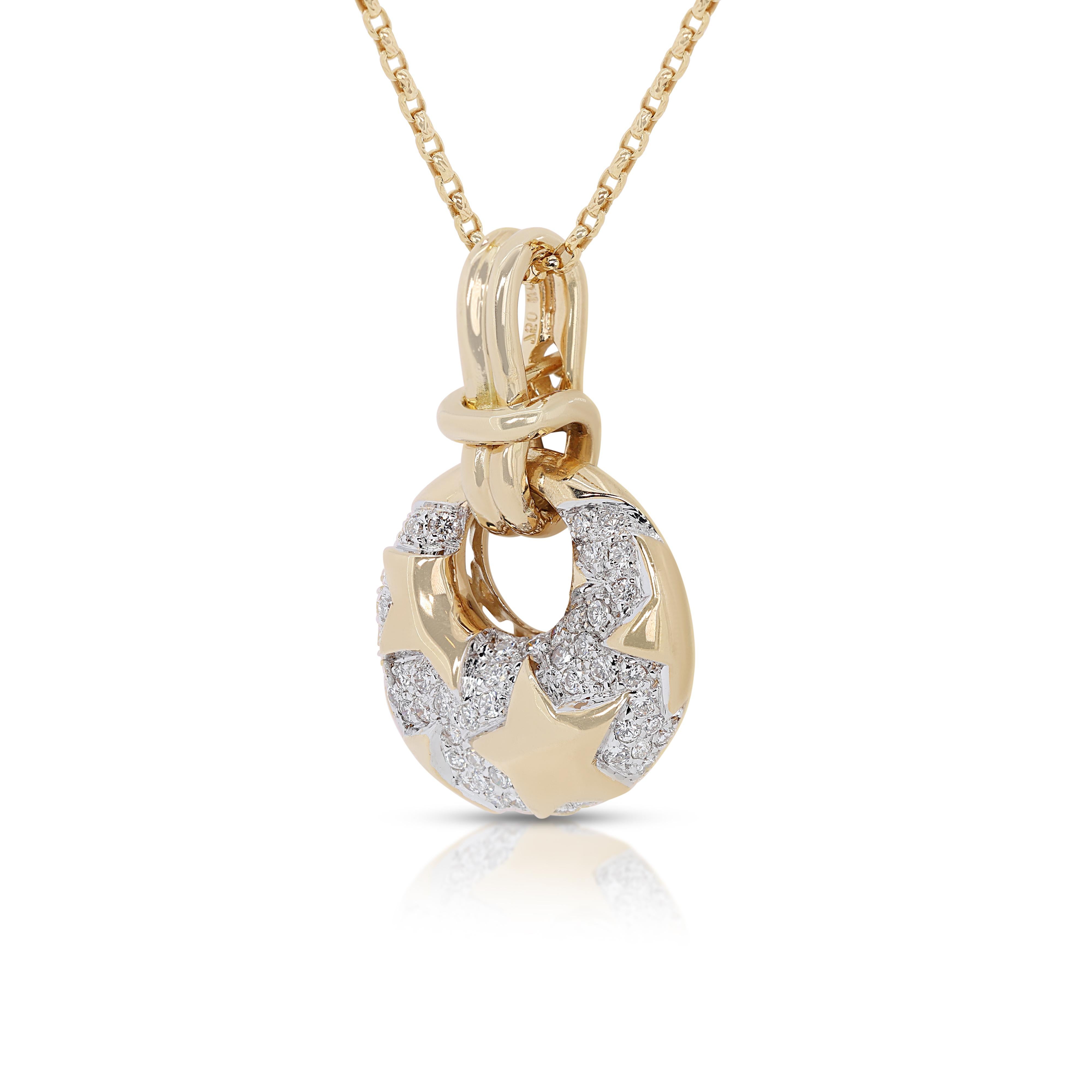 Round Cut Charming 1.16ct Diamonds Pendant in 18K Yellow Gold - (Chain not Included) For Sale