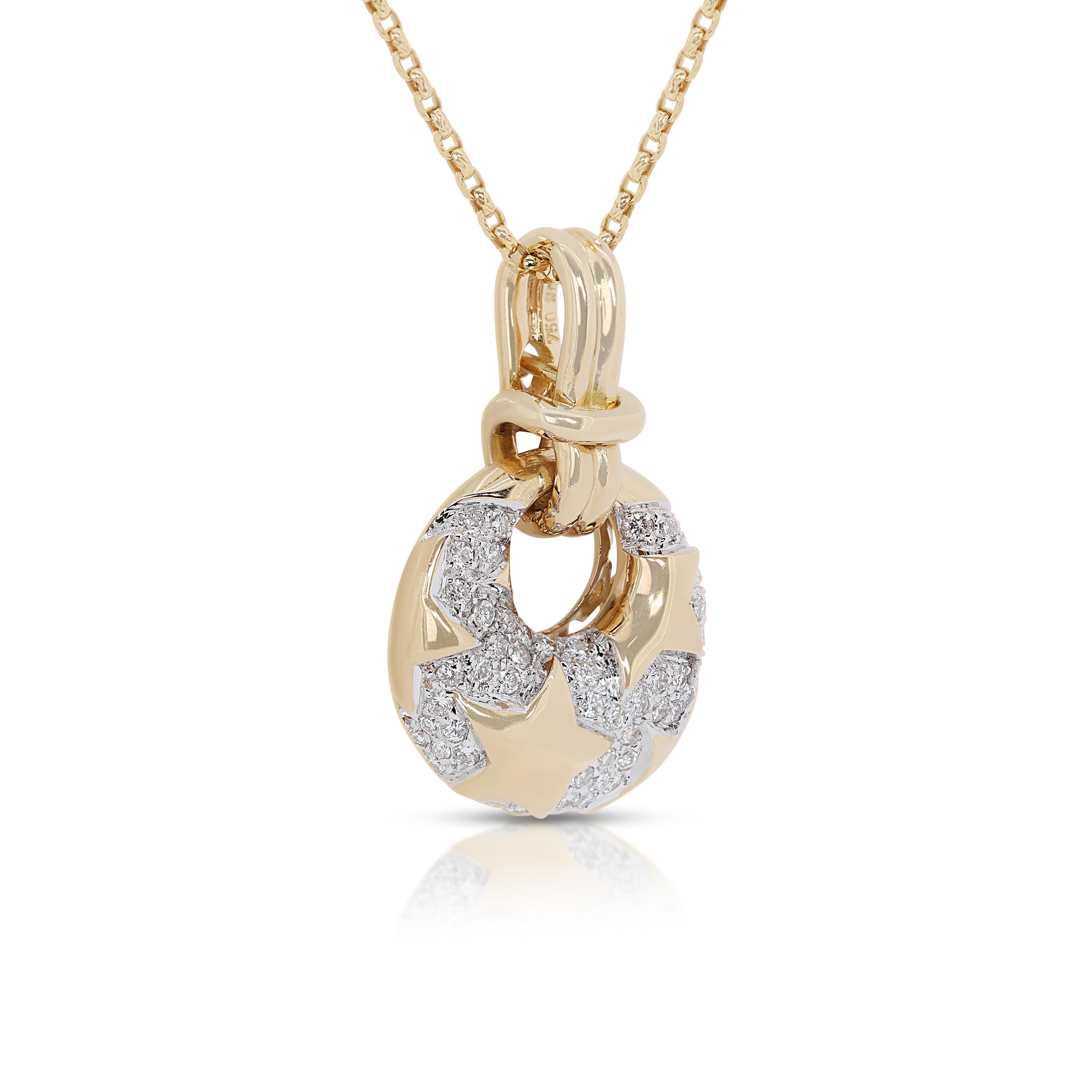 Women's Charming 1.16ct Diamonds Pendant in 18K Yellow Gold - (Chain not Included) For Sale