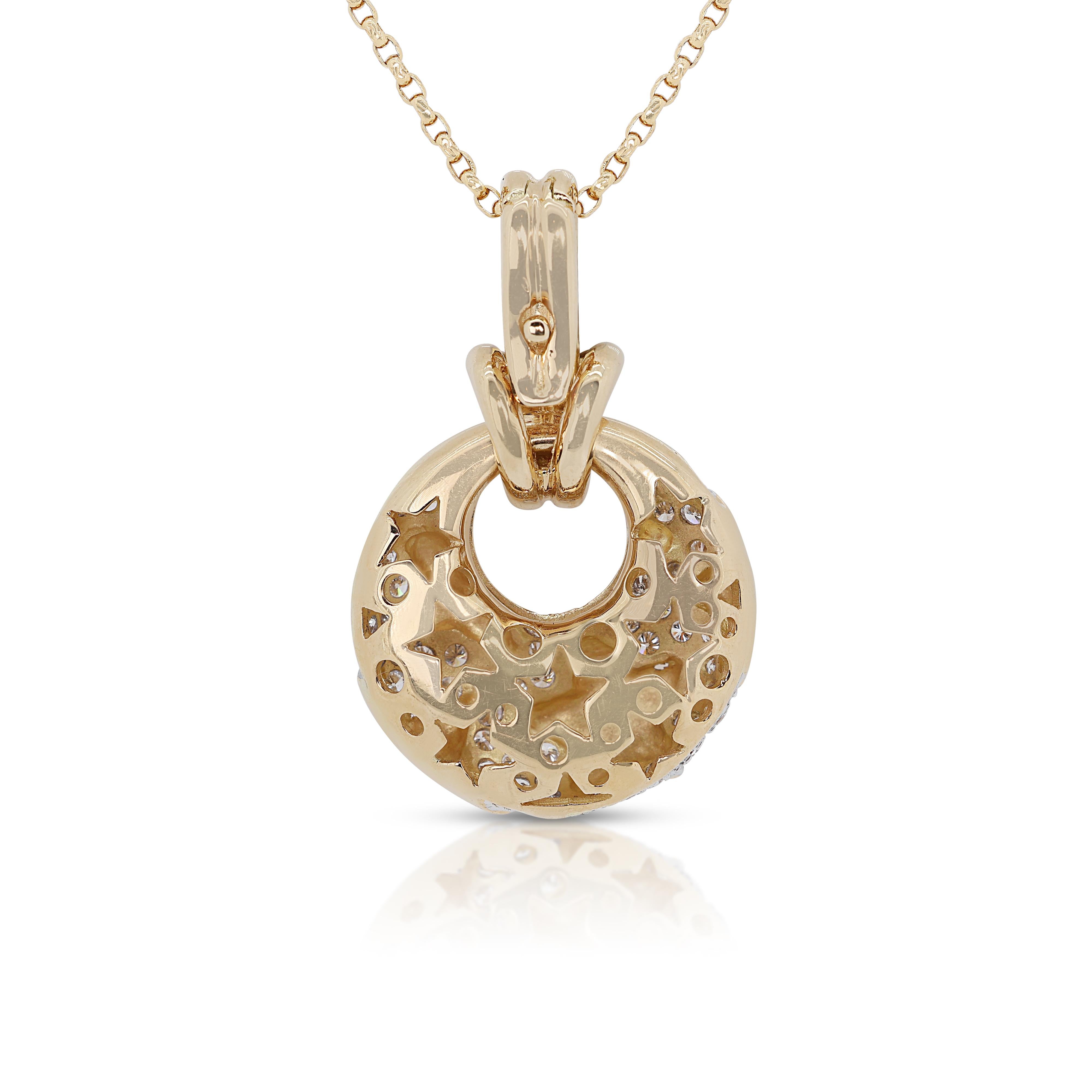 Charming 1.16ct Diamonds Pendant in 18K Yellow Gold - (Chain not Included) For Sale 1