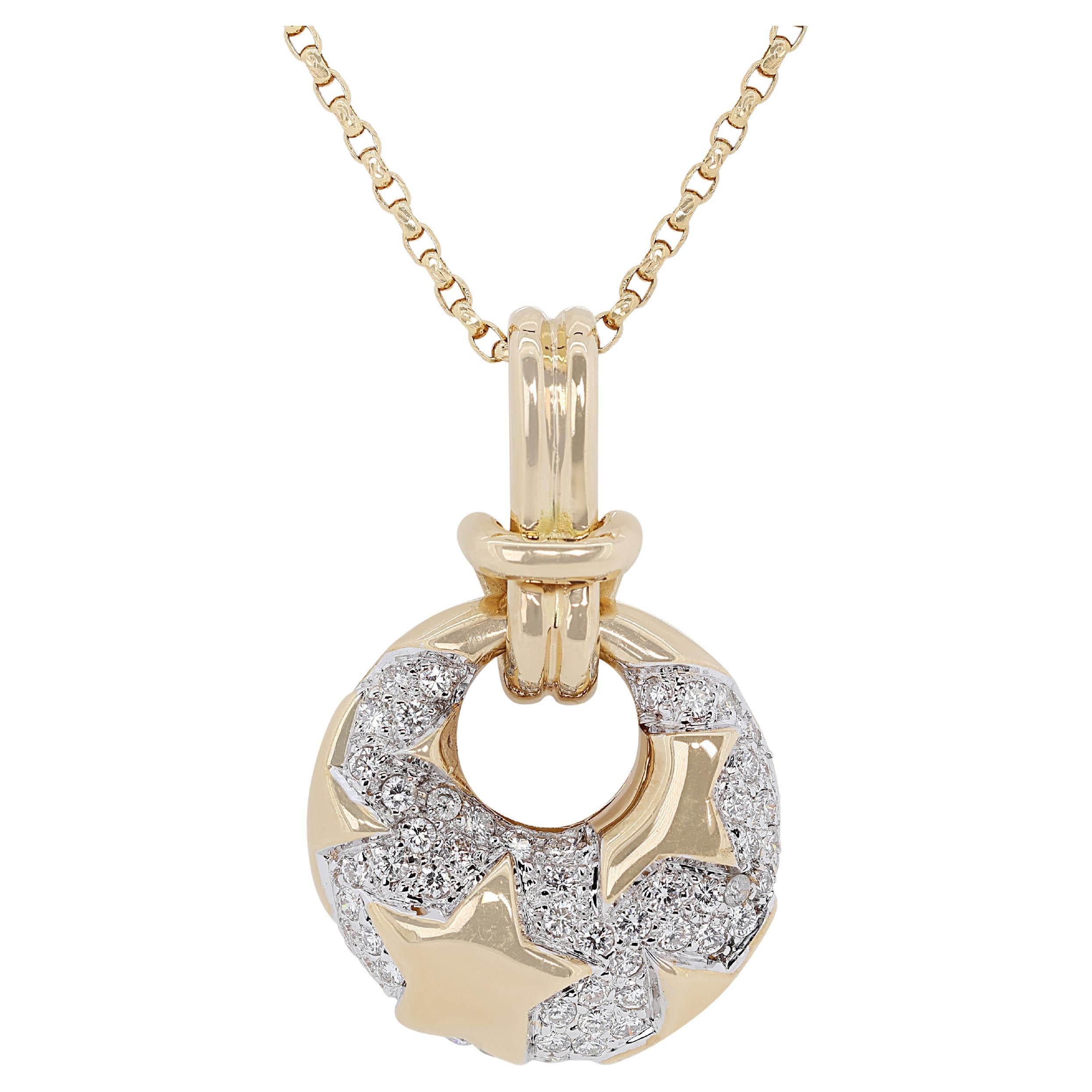 Charming 1.16ct Diamonds Pendant in 18K Yellow Gold - (Chain not Included) For Sale