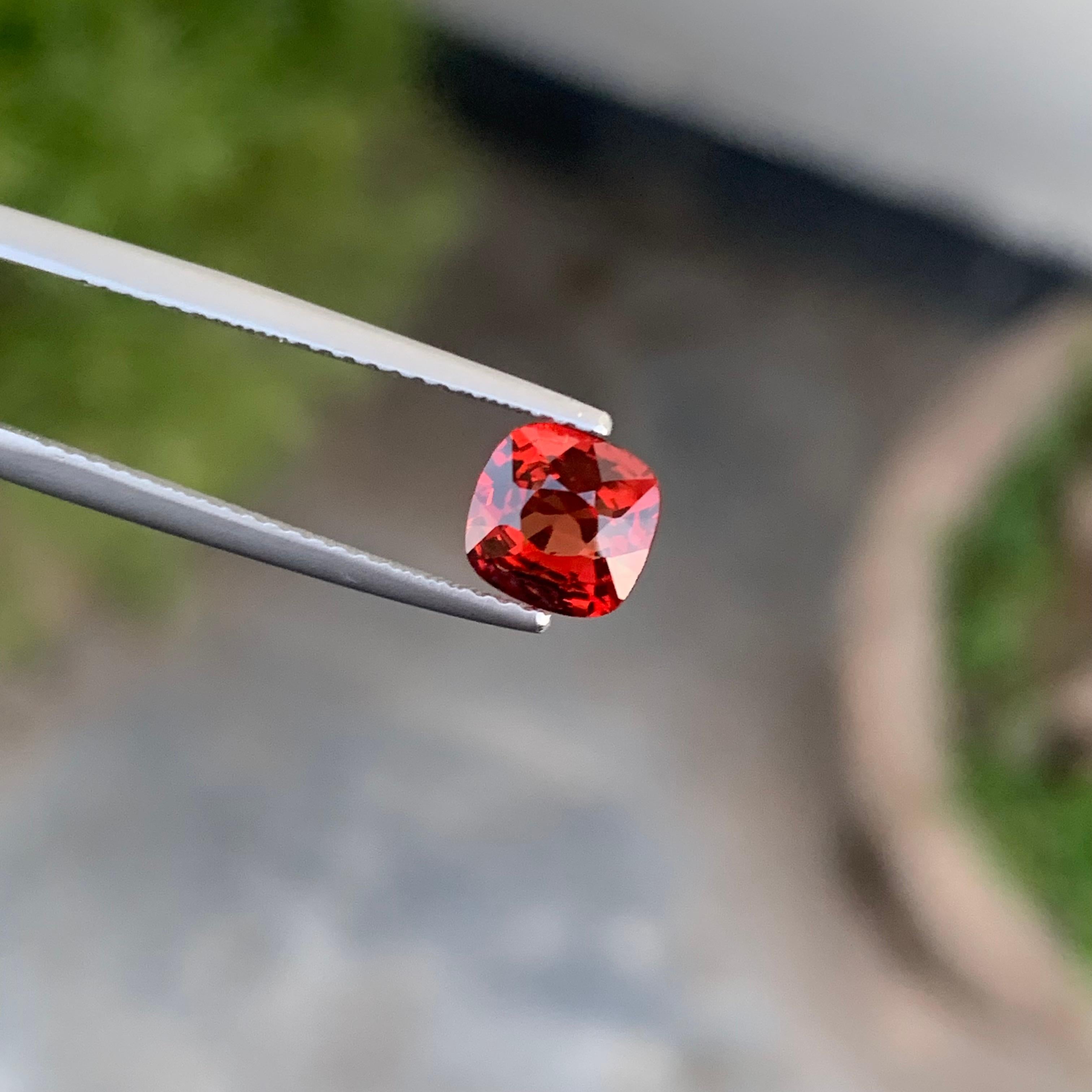 Charming 1.25 Carat Cushion Cut Loose Natural Red Spinel from Burma Myanmar For Sale 3