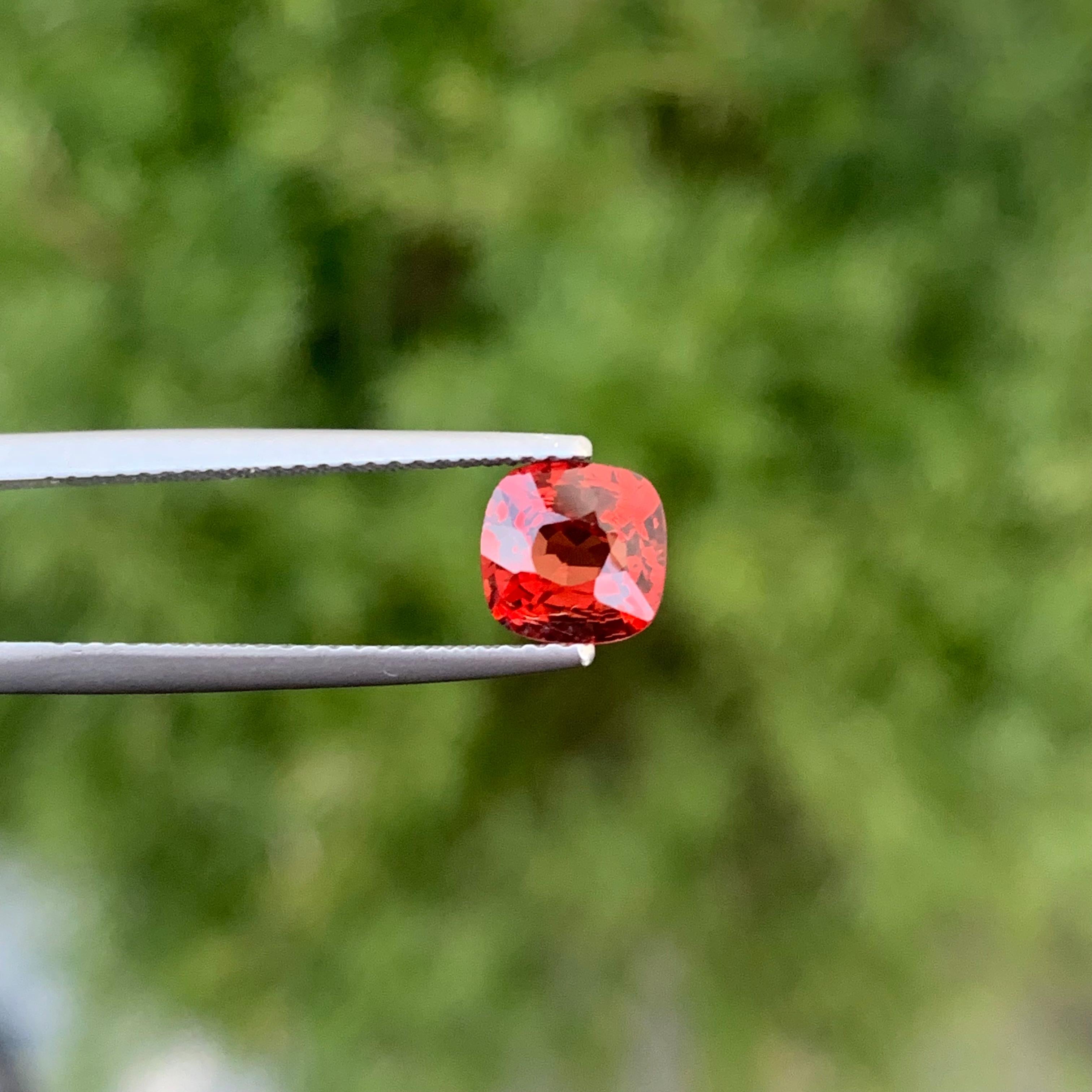 Charming 1.25 Carat Cushion Cut Loose Natural Red Spinel from Burma Myanmar 4