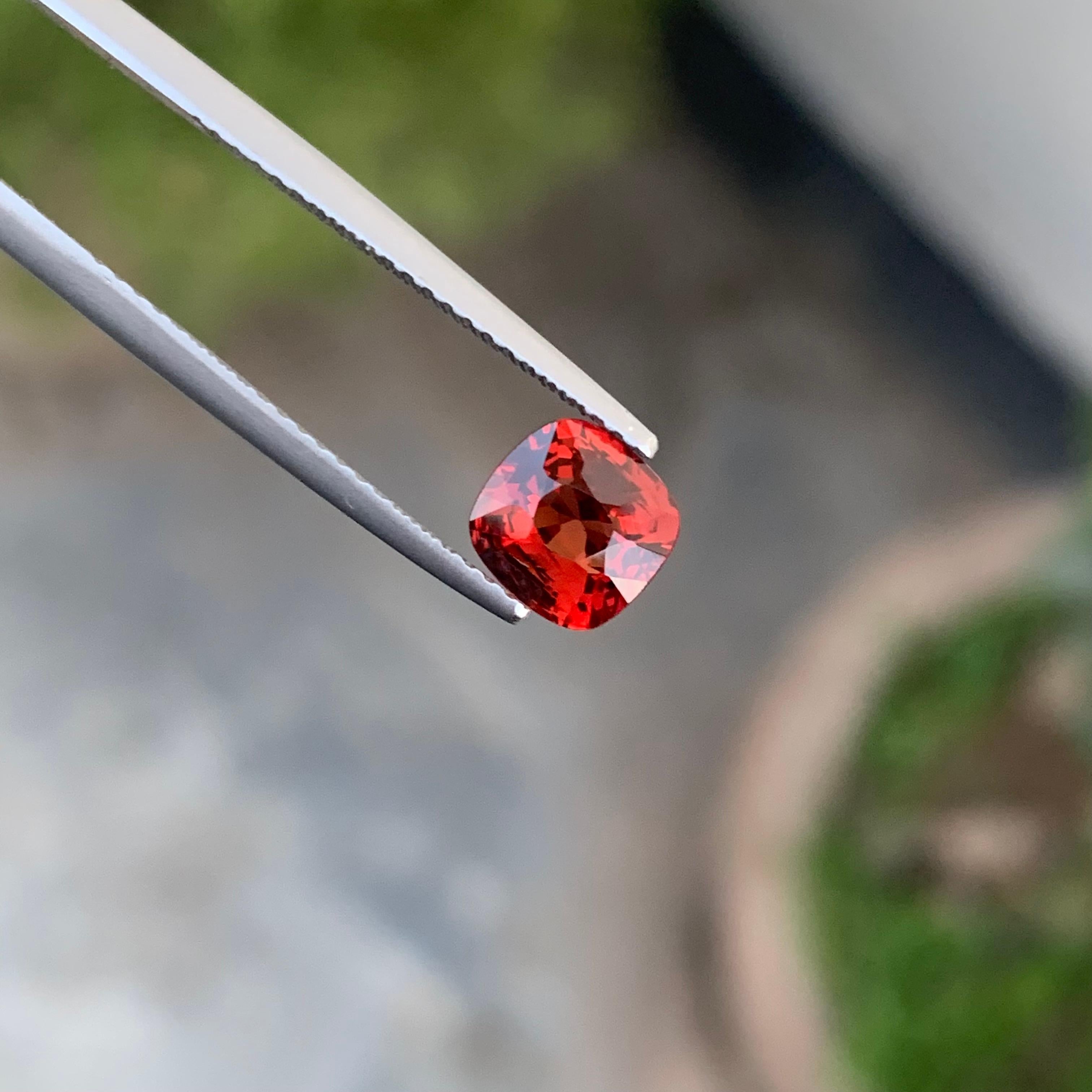 Women's or Men's Charming 1.25 Carat Cushion Cut Loose Natural Red Spinel from Burma Myanmar