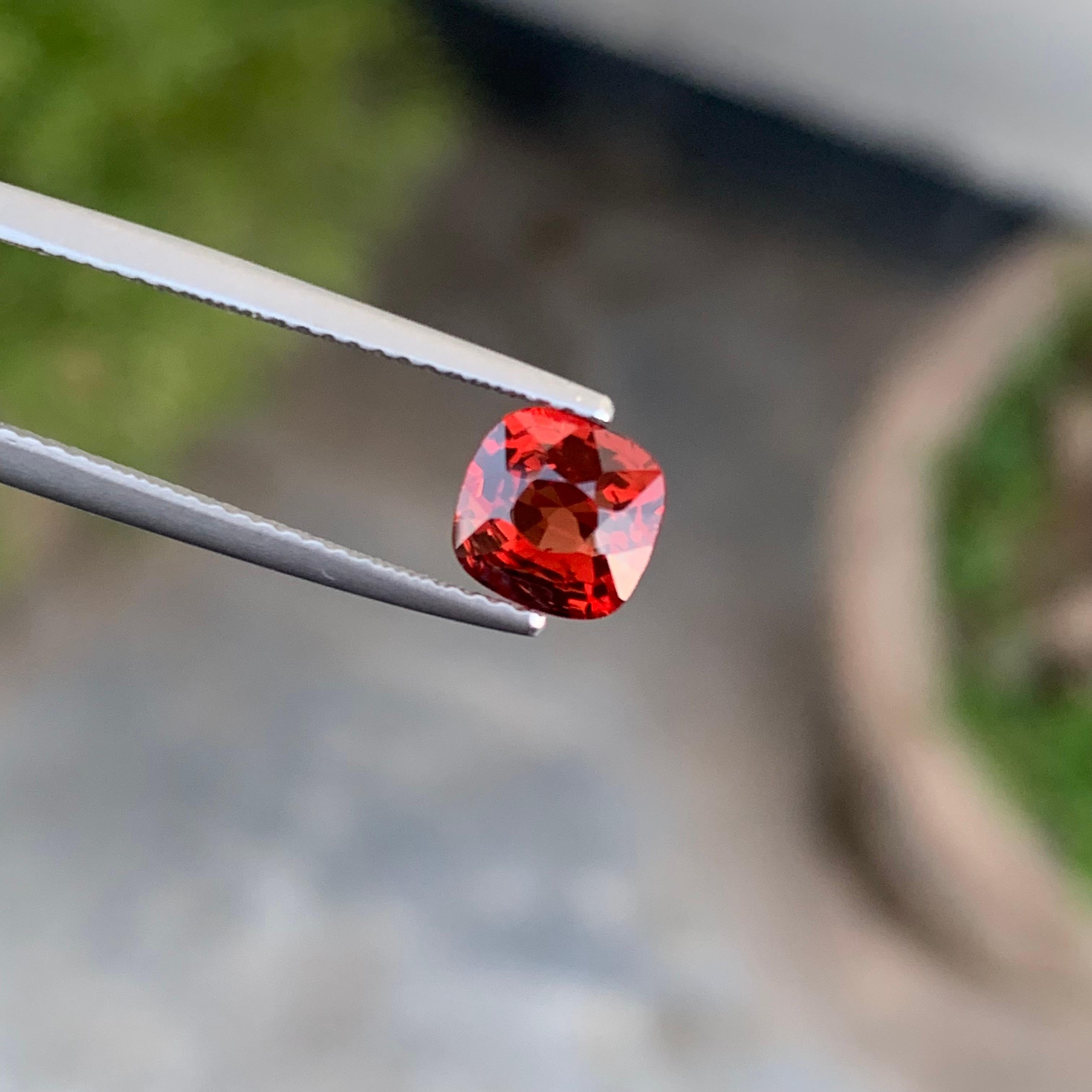 Charming 1.25 Carat Cushion Cut Loose Natural Red Spinel from Burma Myanmar 1