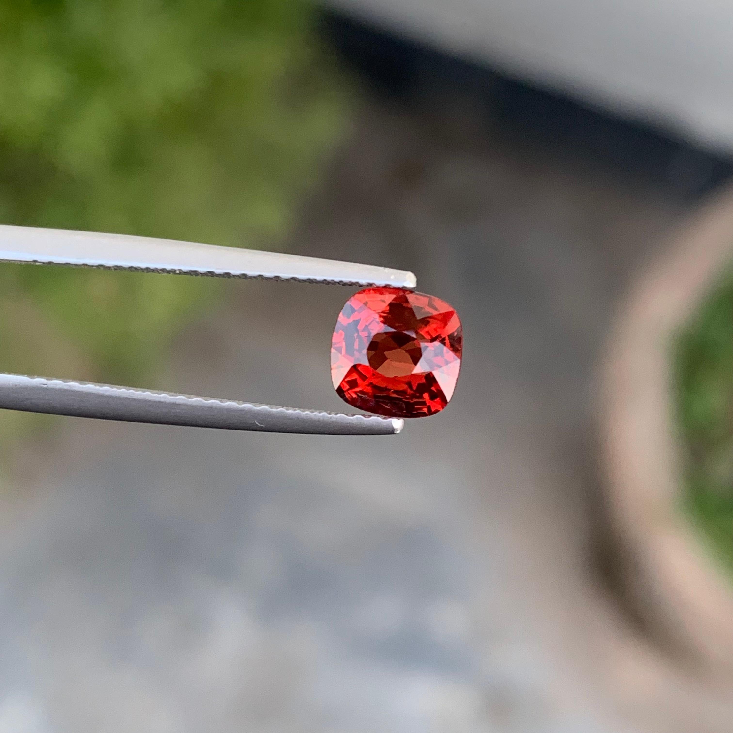 Charming 1.25 Carat Cushion Cut Loose Natural Red Spinel from Burma Myanmar 2