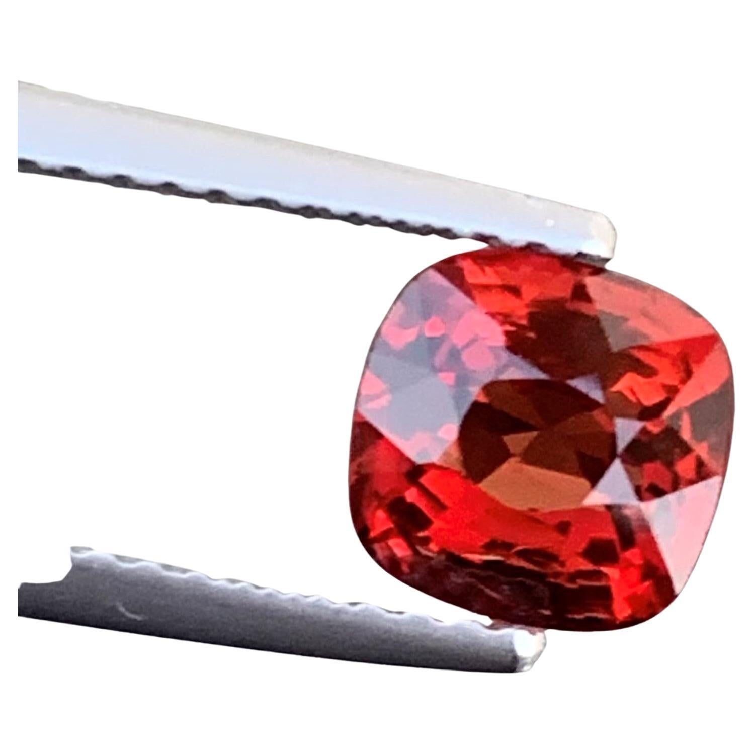 Charming 1.25 Carat Cushion Cut Loose Natural Red Spinel from Burma Myanmar