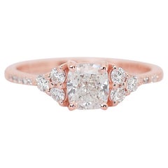Charming 1.29ct Diamonds Pave Ring in 18k Rose Gold - GIA Certified