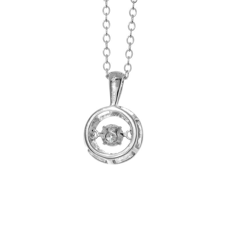 Charmant collier en or blanc 14 carats avec diamants dansant Pour femmes en vente