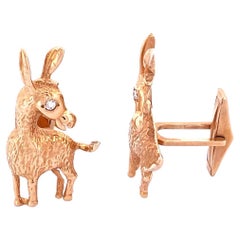 Encantadores gemelos de burro de oro amarillo de 14 quilates