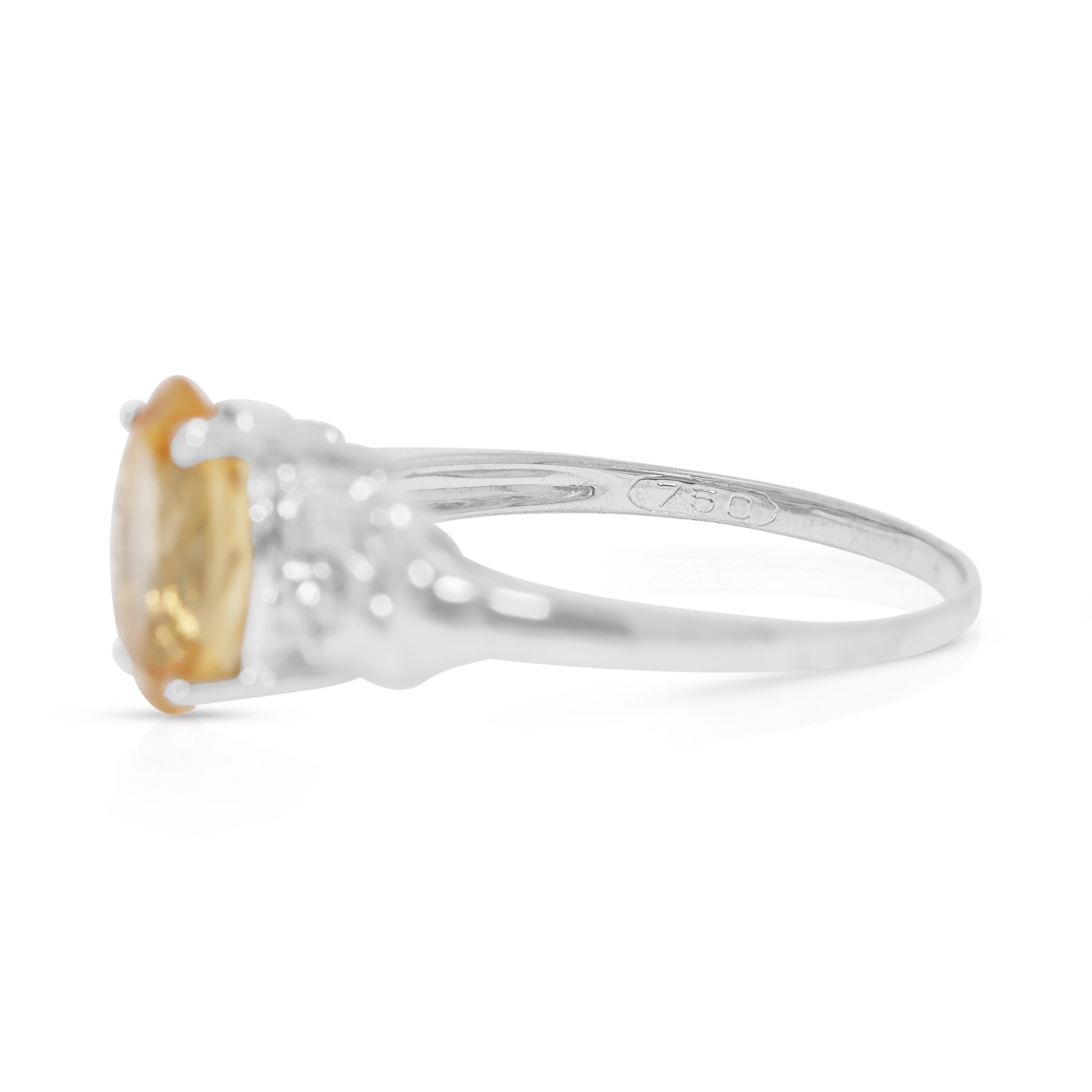 Whiting, anello con citrino e diamanti naturali da 1,88 carati in oro bianco 18 carati In condizioni Nuovo in vendita a רמת גן, IL
