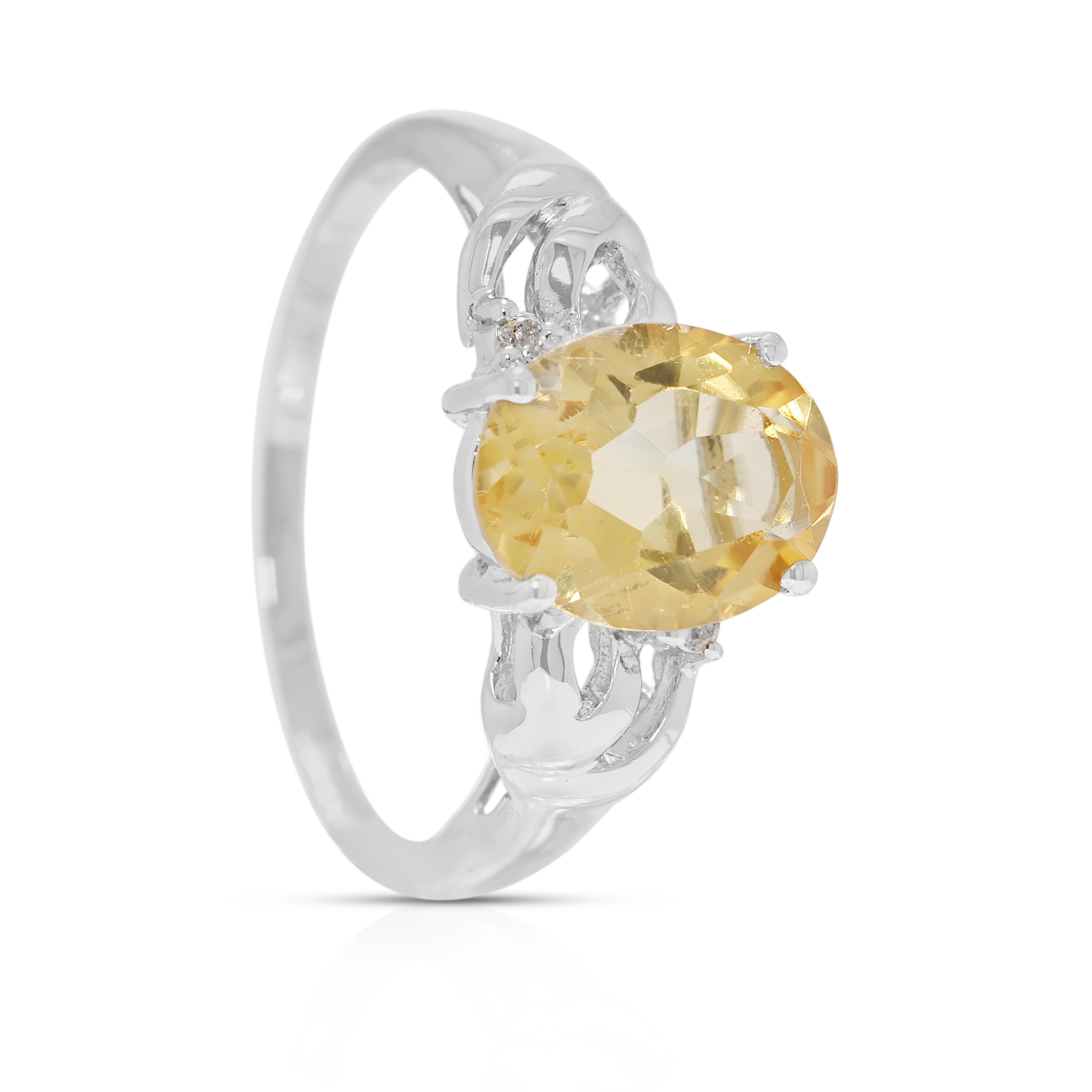 Donna Whiting, anello con citrino e diamanti naturali da 1,88 carati in oro bianco 18 carati in vendita