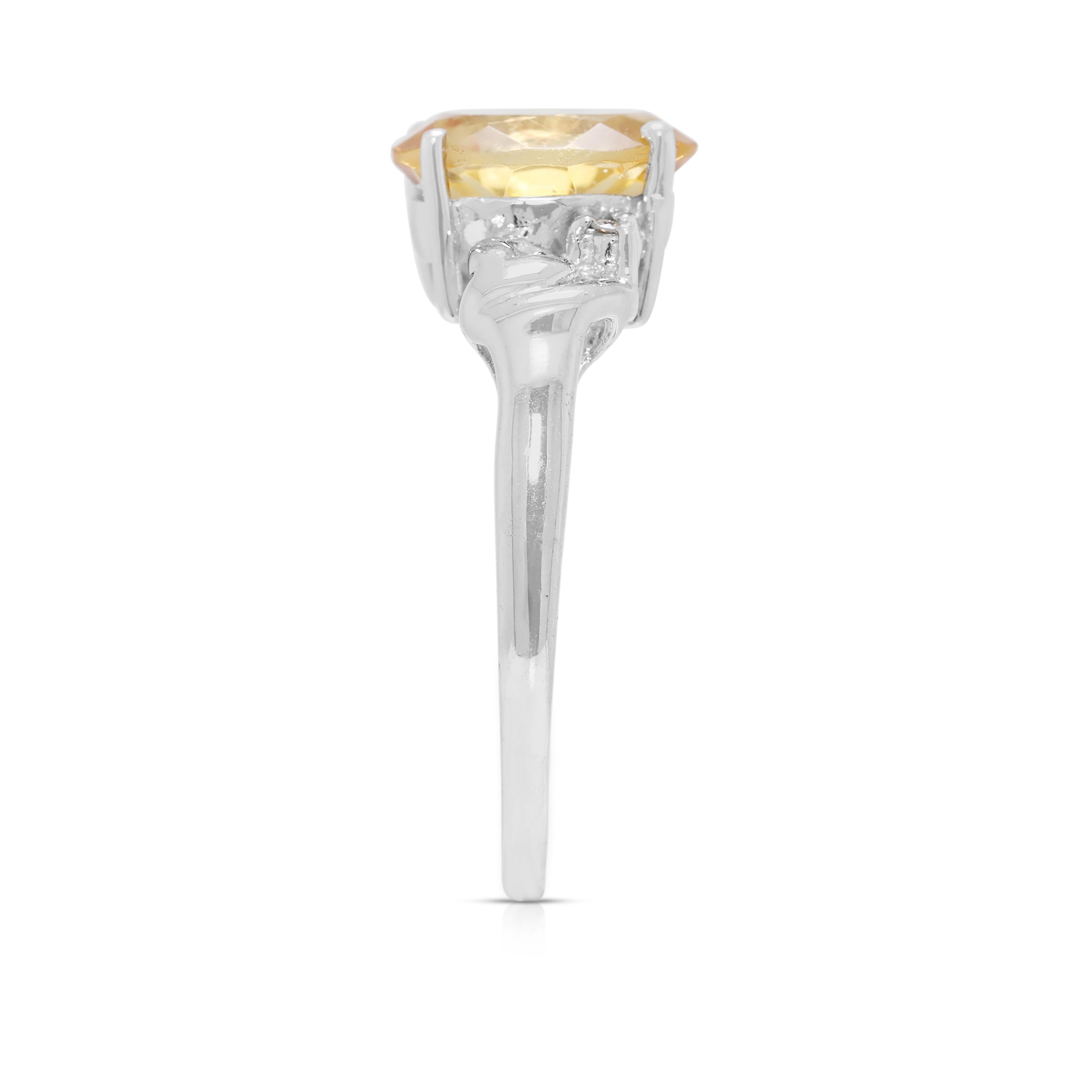 Whiting, anello con citrino e diamanti naturali da 1,88 carati in oro bianco 18 carati in vendita 1