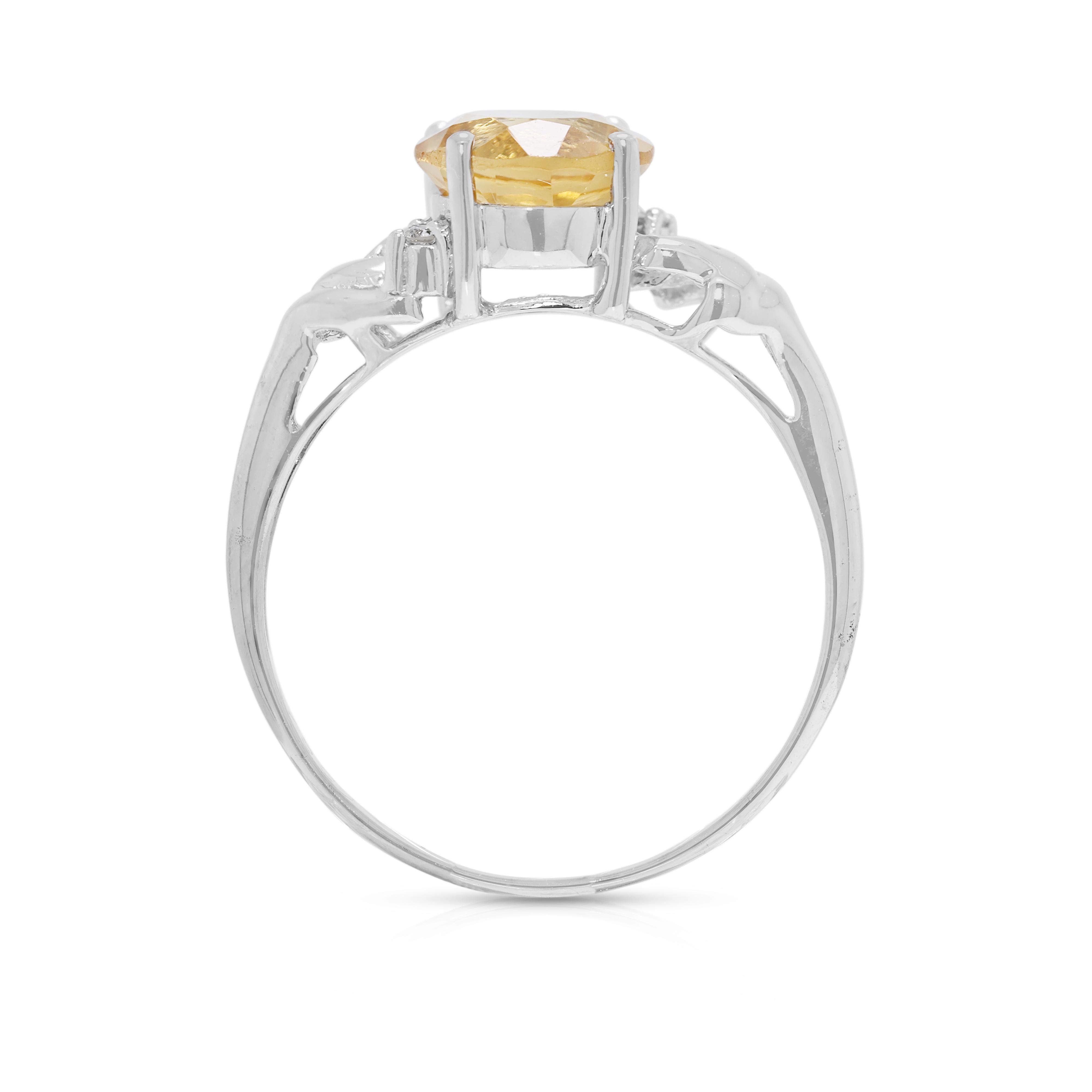 Whiting, anello con citrino e diamanti naturali da 1,88 carati in oro bianco 18 carati in vendita 2