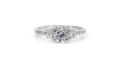 Charming 18k White Gold Three Stone Ring with 1.43ct Natural Diamonds GIA Cert.