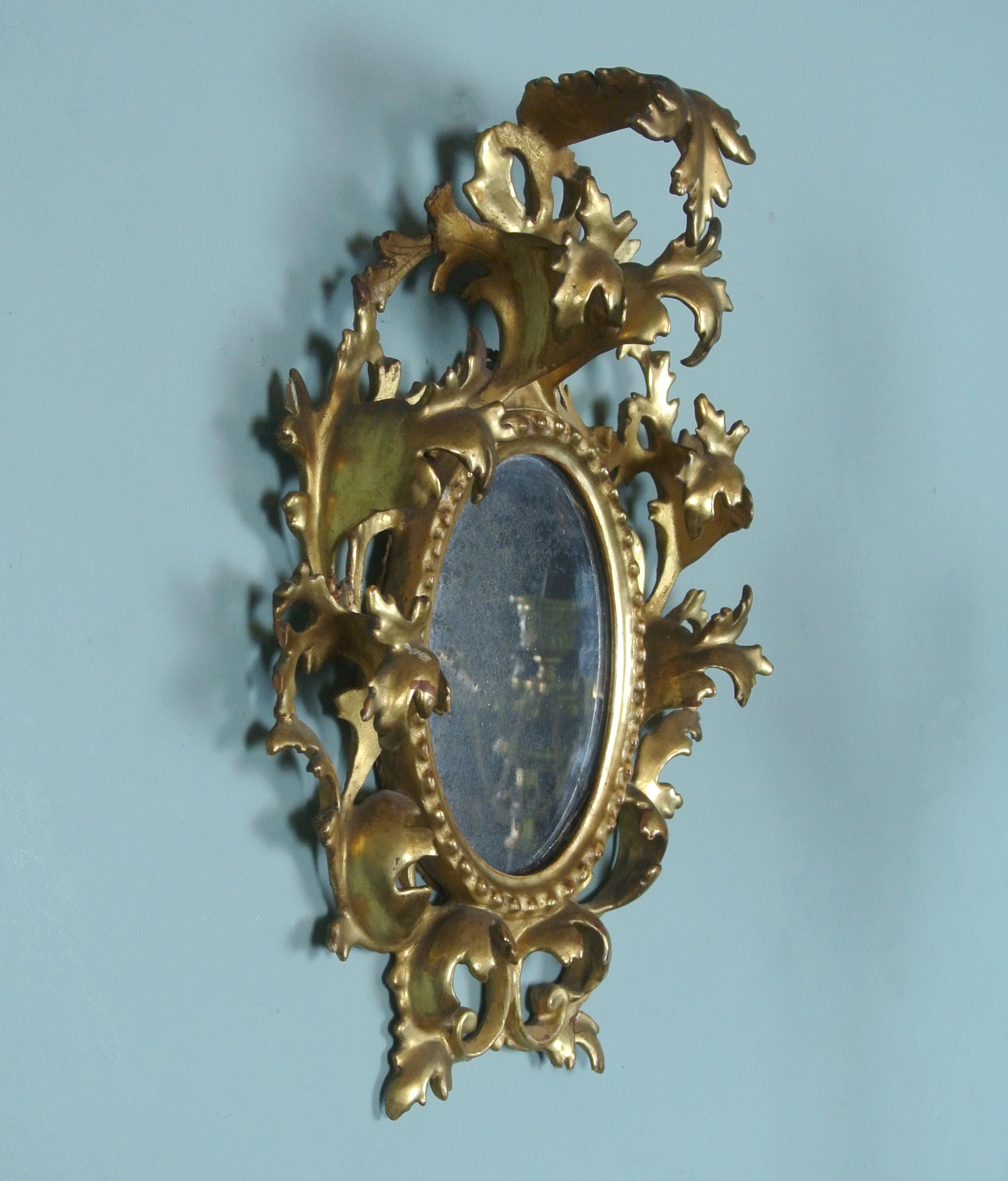 18th Century and Earlier Charming 18th Century Florentine Mirror with Original Plate, circa 1790 For Sale