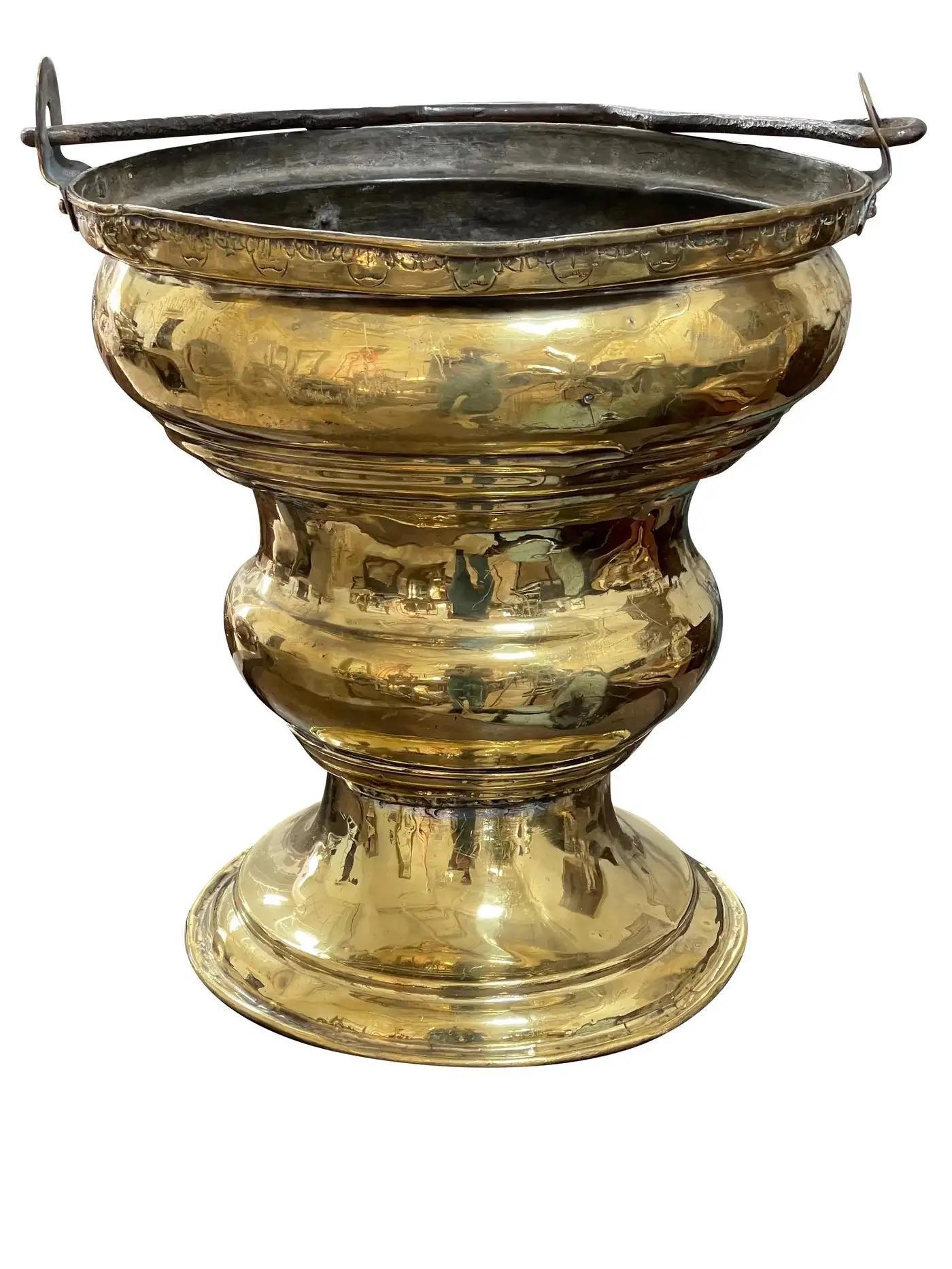 18th Century and Earlier Charming 18th Century French Brass Bucket For Sale