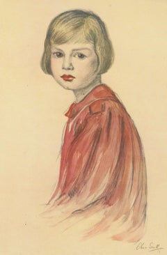 Charming 1920s Child Portrait "Peter" by Olive Snell – Dutch Lithograph