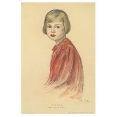 Charmantes Kinderporträt "Peter" von Olive Snell aus den 1920er Jahren - Niederländische Lithographie
