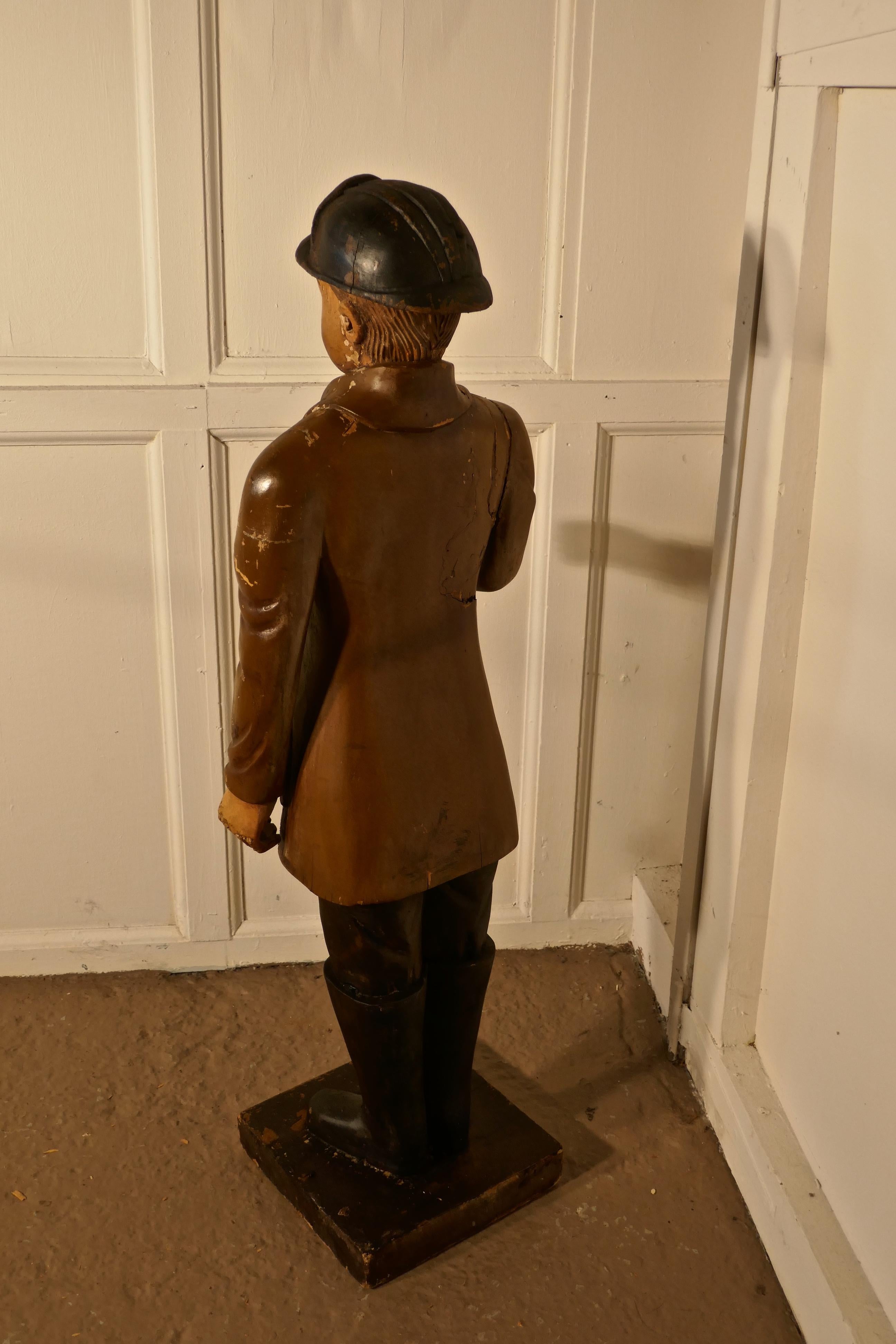 Charming 1920s Wooden Fireman Sculpture In Fair Condition For Sale In Chillerton, Isle of Wight