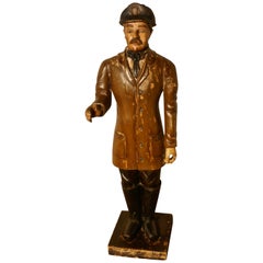 Used Charming 1920s Wooden Fireman Sculpture
