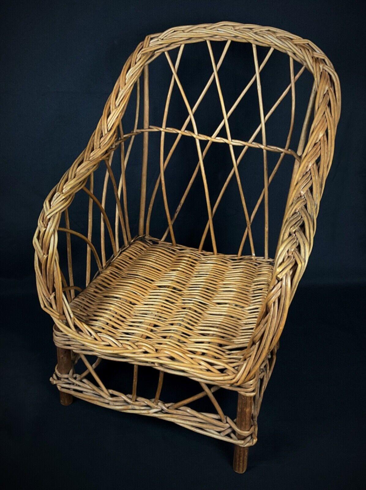Charming 1930s Art Deco Woven Wicker Child’s Chair - 2Y335 For Sale 3