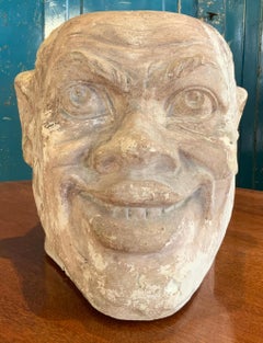 Charming 1930s Plaster Smiling Bust Planter